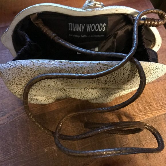 TIMMY WOODS RABBIT BUNNY CLUTCH WHITE GOLD ACACIA WOOD - Picture 10 of 10